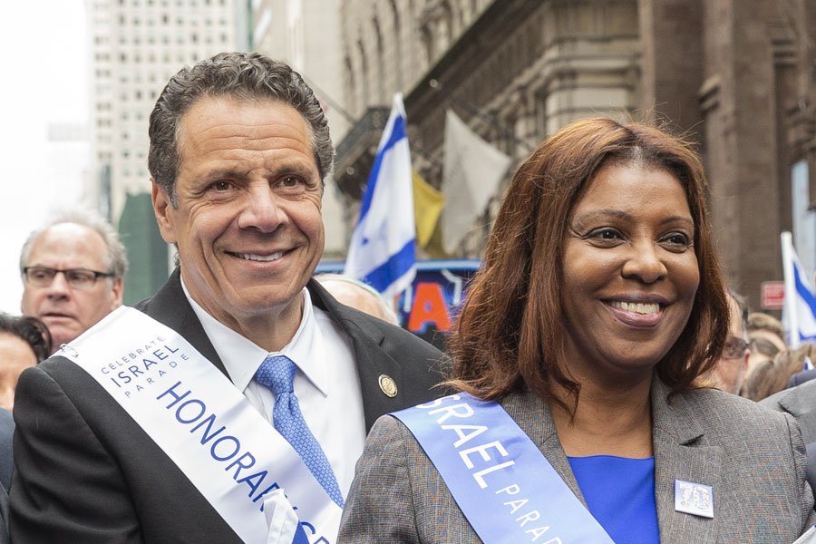 Former Governor Andrew Cuomo and Attorney General Letitia James as they attended the Celebrate Israel on 5th Avenue, New York, NY - June 3, 2018. File photo: Lev Radin, ShutterStock.com, licensed. 