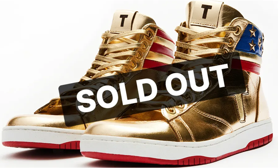 Meet The Never Surrender High-Tops. Only 1000 pairs will ever be released. Each pair is numbered. A true collector's item. The First Official Sneaker by President Trump, released at SneakerCon Philadelphia on February 17, 2024. Bold, gold, and tough, just like President Trump.