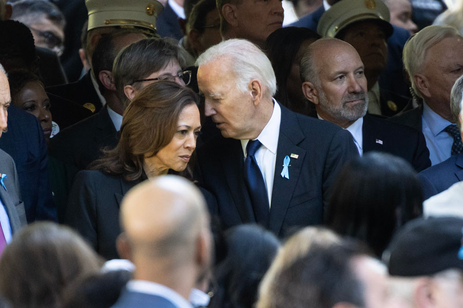 Vice-President Kamala Harris and President Joe Biden attend 23rd anniversary commemoration at 9-11 memorial in New York on September 11, 2024