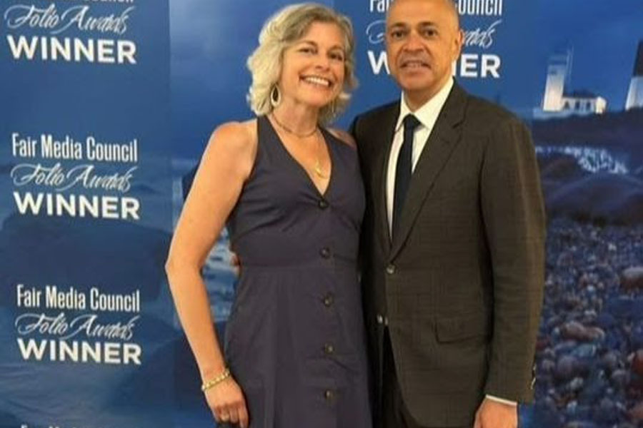 Folio Winner WABC-TV’s Stacey Sager with NBC 4 New York & Folio Emcee David Ushery