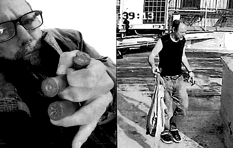 Michael Gann, 55, of Inwood, is seen holding what appear to be improvised explosive devices (IEDs) in one image and allegedly placing an IED on a Manhattan rooftop in another. Federal authorities say Gann built at least seven IEDs using chemicals purchased online. (Photos: U.S. Attorney’s Office, Southern District of New York)