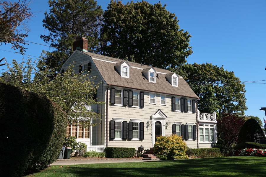 AMITYVILLE, NY, USA - September 23, 2022: Well known residential home located at 108 Ocean Avenue, Amityville, NY 11701. Address was originally 112 Ocean Avenue. Editorial use only.