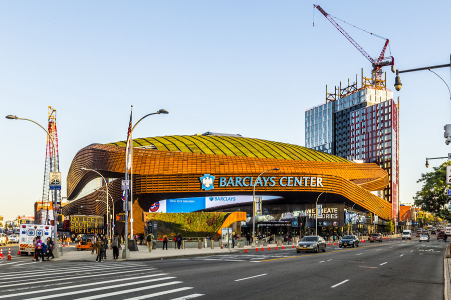 NEW YORK CITY, USA - OCT 20, 2015: Barclays Center is a multi-purpose indoor arena in Brooklyn, New York City. The arena was inaugurated in 2004.