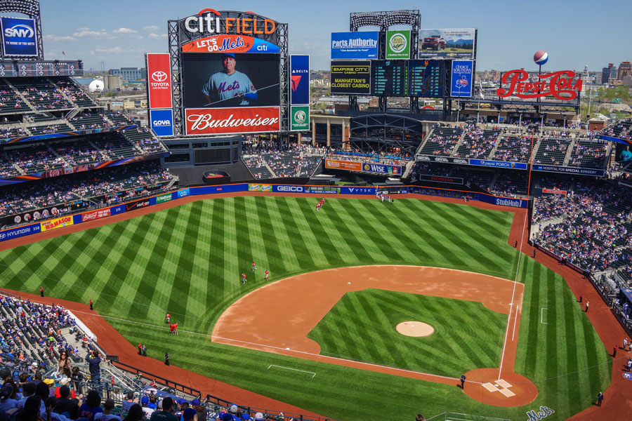 Citi Field, the state-of-the-art stadium that replaced Shea Stadium in 2009 as the home of the New York Mets. Located in Flushing Meadows–Corona Park in Queens, the ballpark is known for its fan-friendly design, expansive seating, and modern amenities. With a capacity of more than 41,000, Citi Field features wide concourses, interactive fan zones, and a massive high-definition scoreboard that enhances the game-day experience.