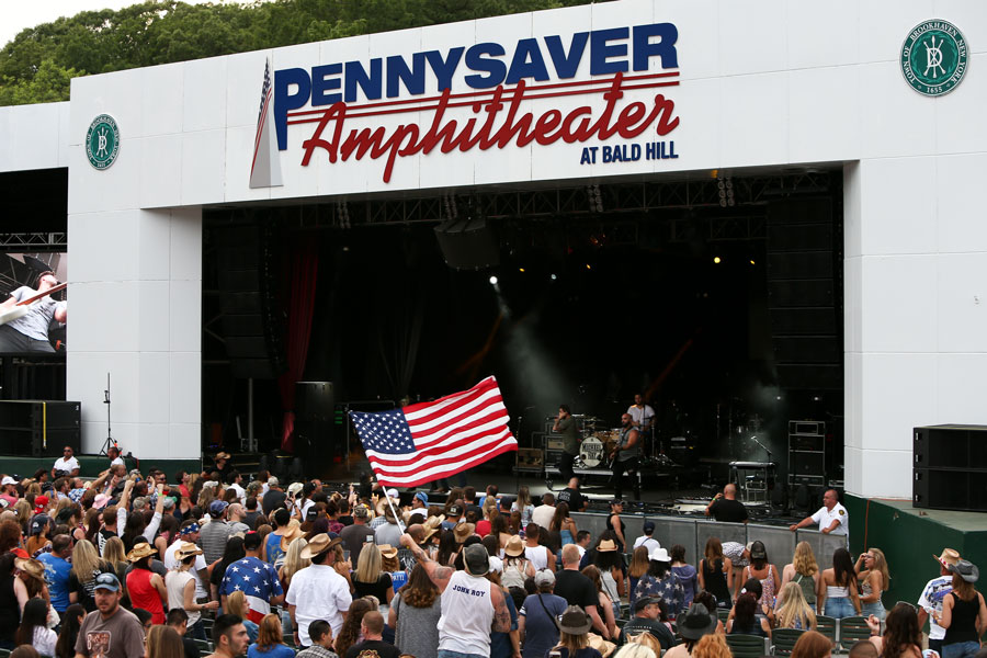 Concert at the Pennysaver Amphitheater at Bald Hill in Farmingville, NY, during the 6th Annual Fest on July 3, 2016, featuring country artist Michael Ray. The outdoor venue is one of Suffolk County’s most popular spots for live music, festivals, and community events.