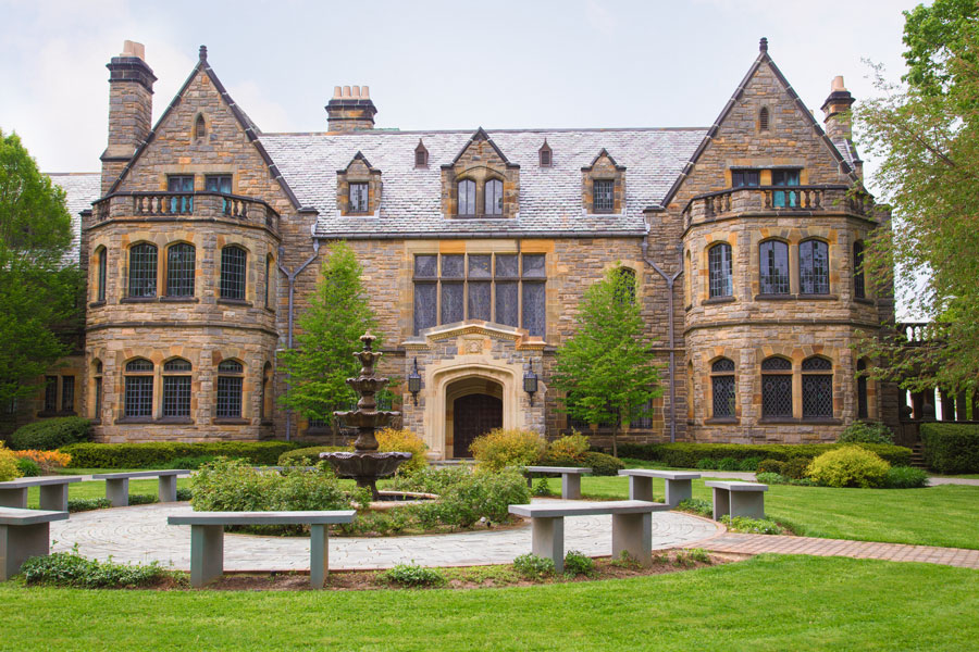 Historic Mill Neck Manor, also known as Sefton Manor, photographed on May 10, 2013, in Mill Neck, Long Island. Built during the Gold Coast era, the Tudor Revival mansion later became a school for the deaf and remains a landmark symbolizing the North Shore’s Gilded Age architecture and heritage.