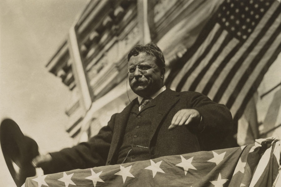 This powerful image captures Roosevelt’s energetic presence and unwavering commitment to his principles, even after already serving as President. The American flags in the background highlight not only the spirit of the 1912 campaign, but also Roosevelt’s enduring legacy as a leader who inspired the nation - values still celebrated on Long Island today. 