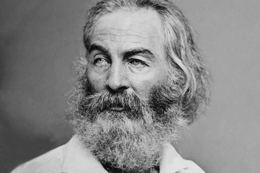 Walt Whitman (1819–1892), renowned American poet, author, and journalist, is shown in this classic portrait captured by Mathew Bradys studio around 1863. 