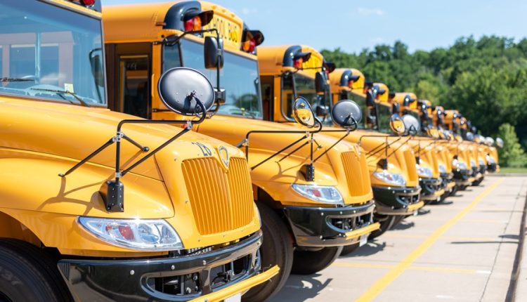 Long Island school buses representing independent school district boundaries and transportation systems