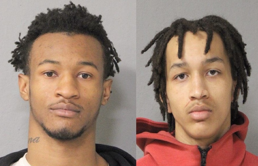 Booking photos of two adult male suspects arrested by Nassau County Police in connection with overnight smoke shop burglaries in Oceanside and Rockville Centre, New York.