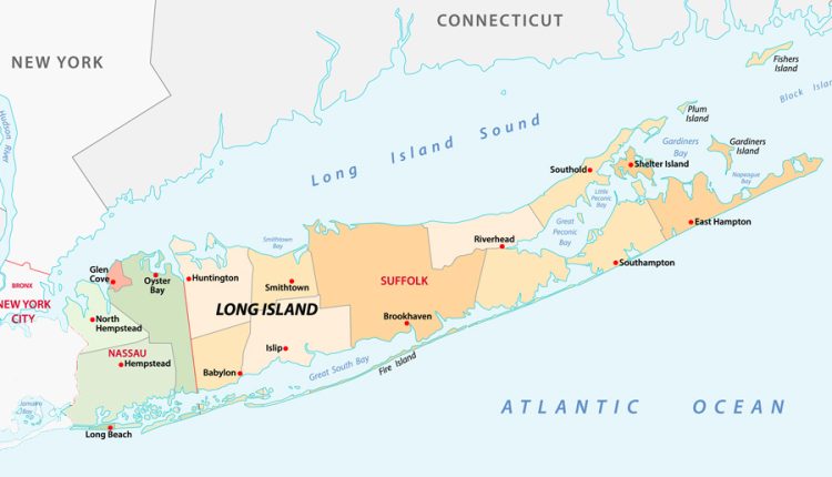 Long island administrative and political vector map