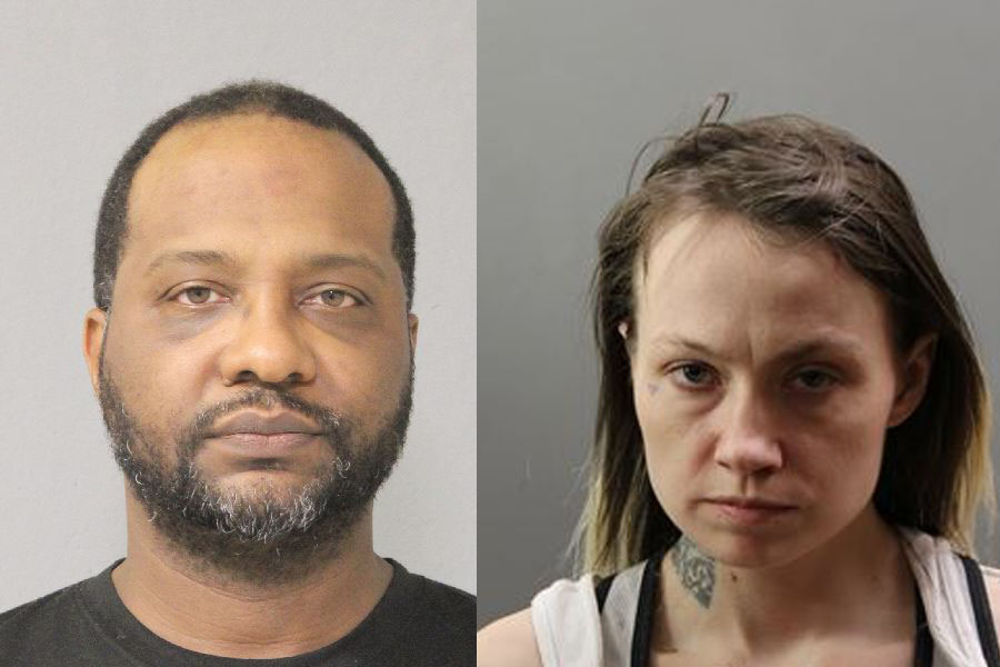 Booking photos of Haneef Lamont and Shannon Baxter, arrested on felony drug possession charges following a traffic stop in Uniondale.