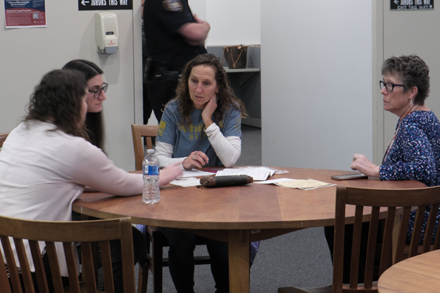 Sal Makely listens to free legal advice in the Central Jury Room