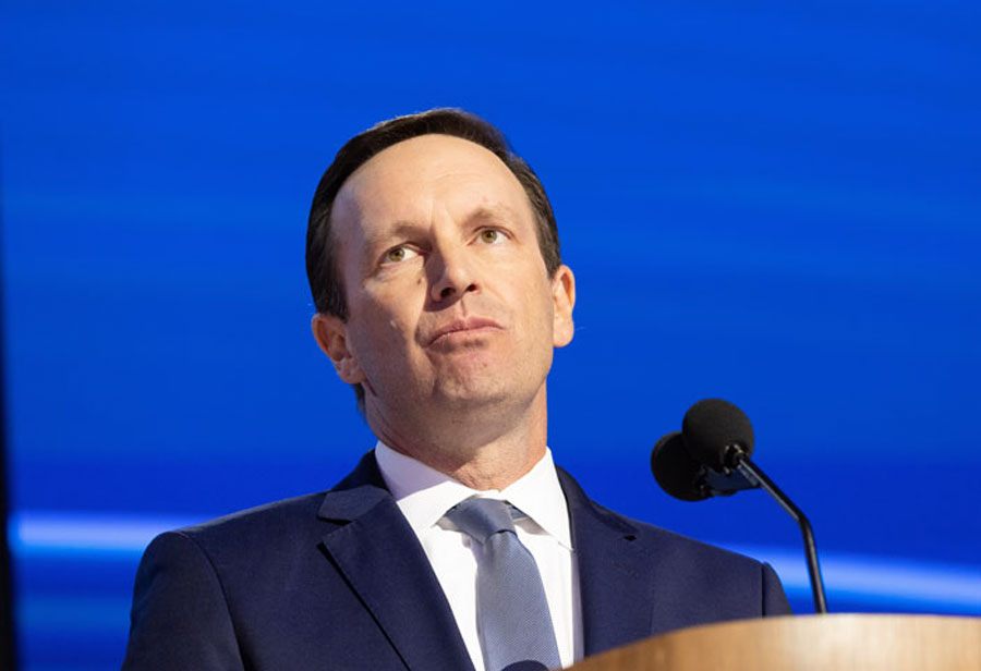 U.S. Senator Chris Murphy speaks during a public appearance, as his recent MSNBC remarks referencing undocumented Americans draw national attention and debate over immigration language and legal definitions.