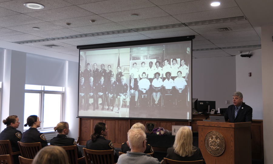 District Administrative Judge Hon. Andrew Crecca shares some of the history of Suffolk’s court officers, which decades ago saw few - if any - females in their ranks.