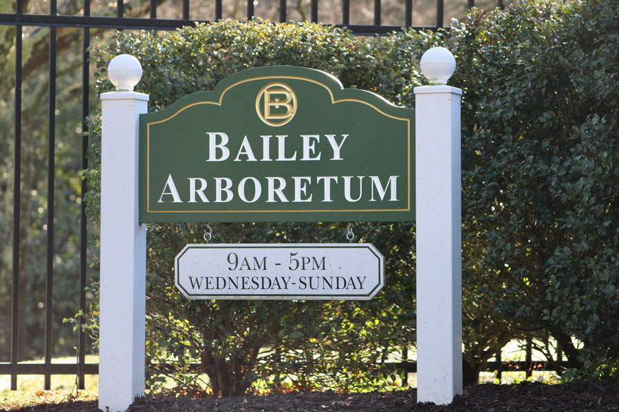 Entrance sign for Bailey Arboretum, a historic North Shore estate and public garden located near Glenwood Landing in Nassau County, Long Island. The arboretum is one of several scenic and historic attractions found within the surrounding Gold Coast region of Long Island’s North Shore.