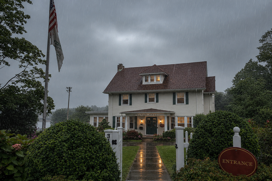 The new Baxter Estates Village Hall in Baxter Estates, Long Island, New York. The building replaced the village’s former municipal hall during redevelopment efforts in the 2010s.