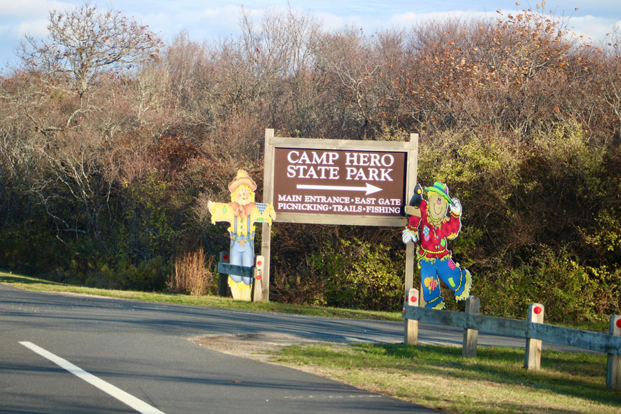 Montauk, NY, USA, 11.18.23 - The sign for Camp Hero State Park.