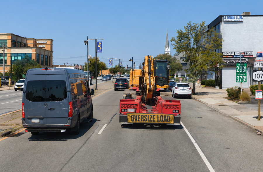 raffic moves north along Route 107 through the Hicksville commercial corridor in Nassau County, one of central Long Island’s busiest commuter and business roadways connecting the South Shore with the North Shore.