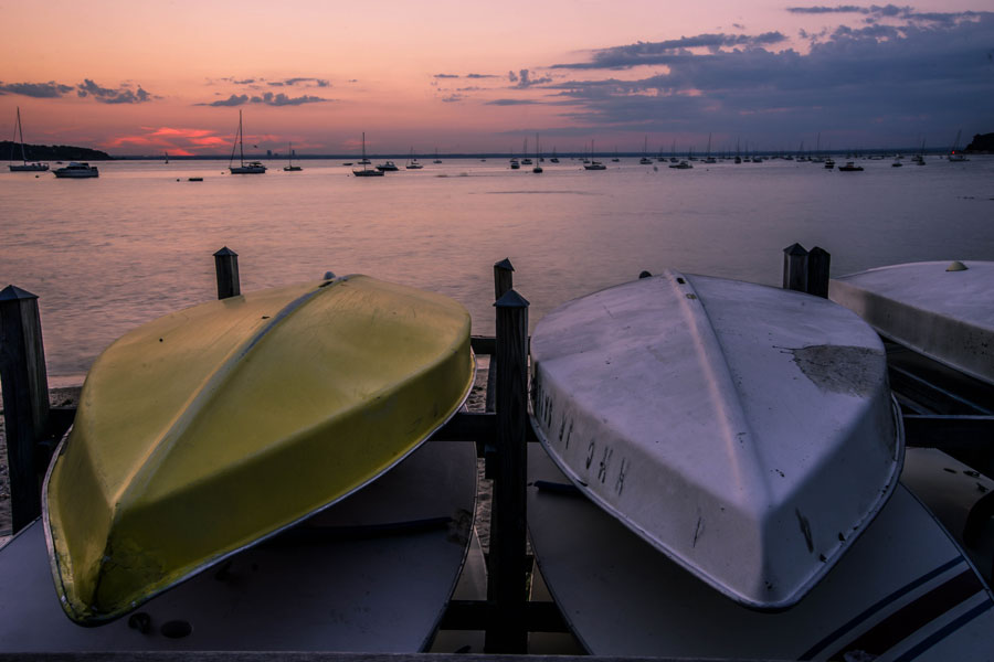 A sunset at Sea Cliff Beach in NY