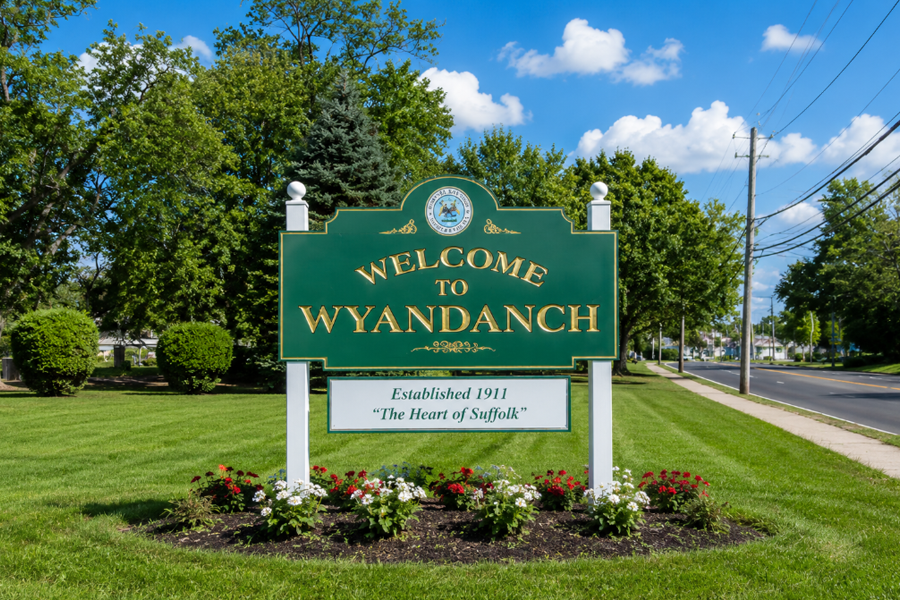 A welcome sign greets visitors entering Wyandanch, a historic hamlet in the Town of Babylon that has undergone significant redevelopment in recent years while remaining one of Suffolk County's most recognizable Long Island Rail Road communities.
