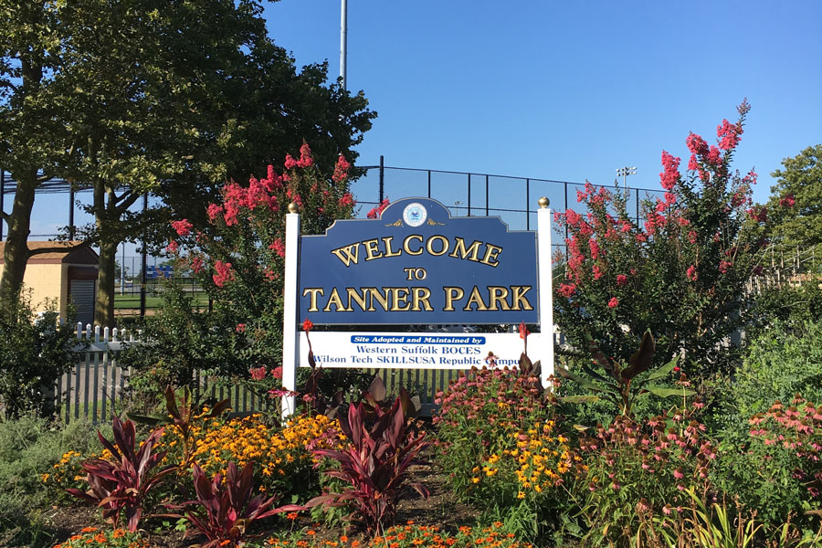 The welcome sign at Tanner Park in Copiague marks the entrance to one of the Town of Babylon's premier waterfront recreation destinations. Located along the Great South Bay, the park offers beaches, athletic facilities, community events, and scenic outdoor spaces that attract visitors throughout the year. File photo: Town of Babylon.