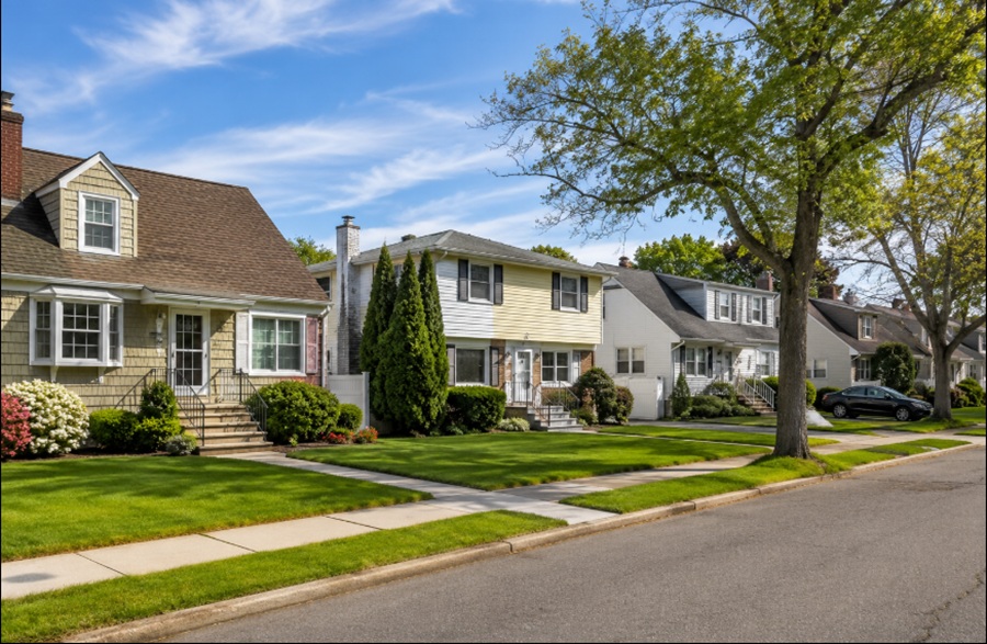 Well-maintained single-family homes line a quiet residential street in North Lynbrook, New York, reflecting the suburban character and family-friendly neighborhoods found throughout this South Shore Nassau County hamlet.