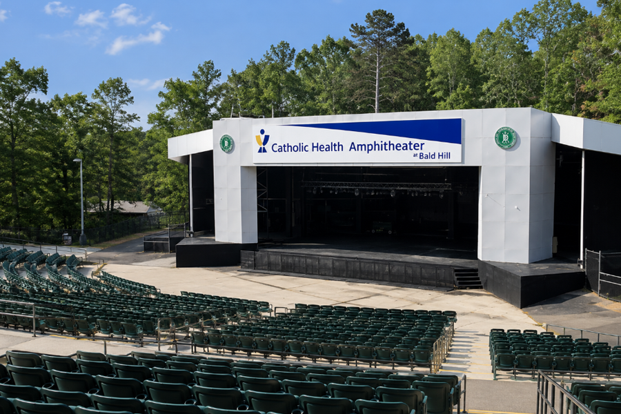 The Catholic Health Amphitheater at Bald Hill in Farmingville, New York, is an outdoor concert and entertainment venue owned by the Town of Brookhaven. The hillside amphitheater features reserved seating and a lawn area and has hosted concerts, festivals and community events for decades.
