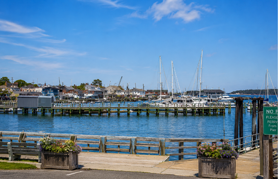 A view across Greenport Harbor on Long Island’s North Fork, where sailboats, marinas and working docks reflect the village’s long maritime heritage and its continuing importance as a boating destination.
