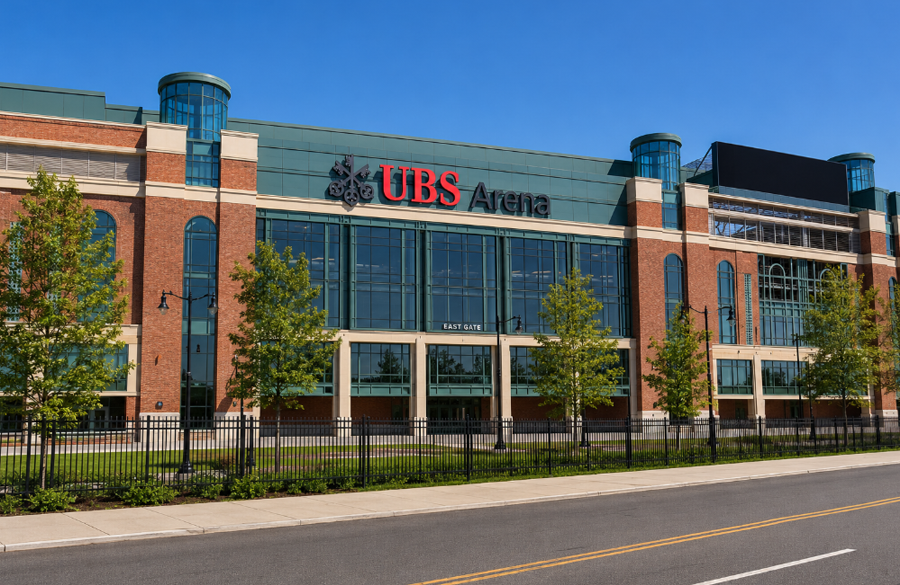 UBS Arena in Elmont, New York, a major sports and entertainment venue located at Belmont Park on Long Island. The arena is home to the New York Islanders and hosts concerts, sporting events and other live entertainment throughout the year.