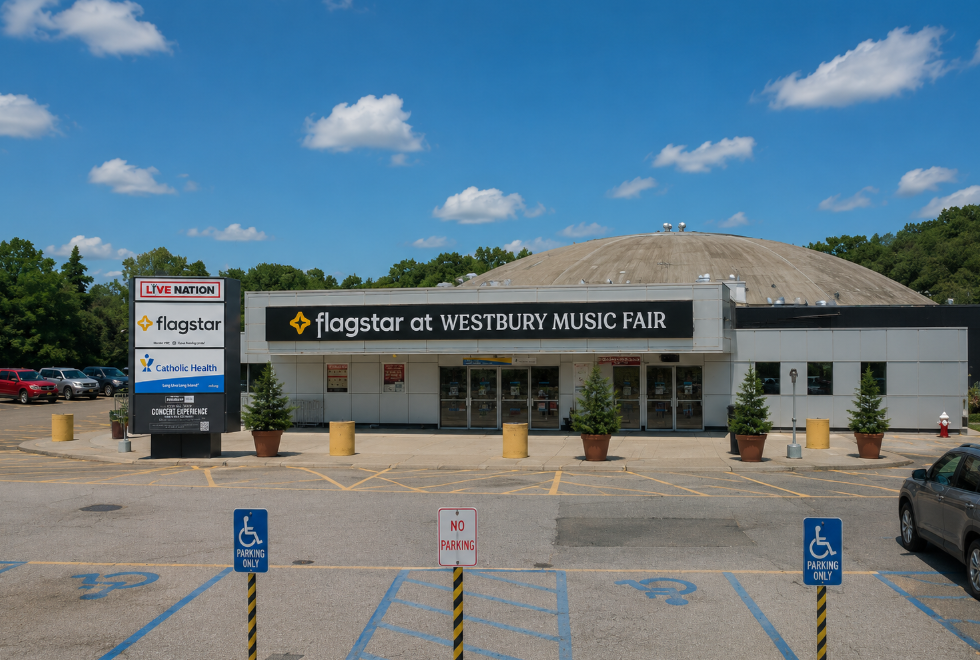 Flagstar at Westbury Music Fair in Westbury, New York, is a historic indoor entertainment venue known for its distinctive theatre-in-the-round design. Originally opened as the Westbury Music Fair in 1956, the Nassau County venue continues to host concerts, comedy shows and other live performances.