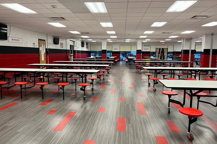 East Islip, NY, USA, 5.16.24 - Inside the cafeteria of a public school.