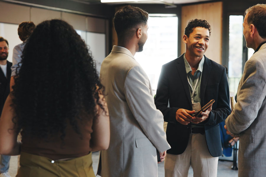 Job seekers connect with employers and recruiters during a professional networking event. The 2026 Talent Connection Job Expo in Bethpage will bring together Long Island employers and people of all abilities seeking employment opportunities on October 5.